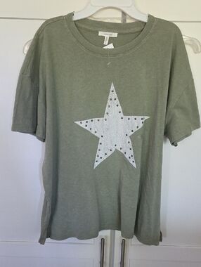 Maurices Sage Green Short Sleeve Tee with White Studded Star